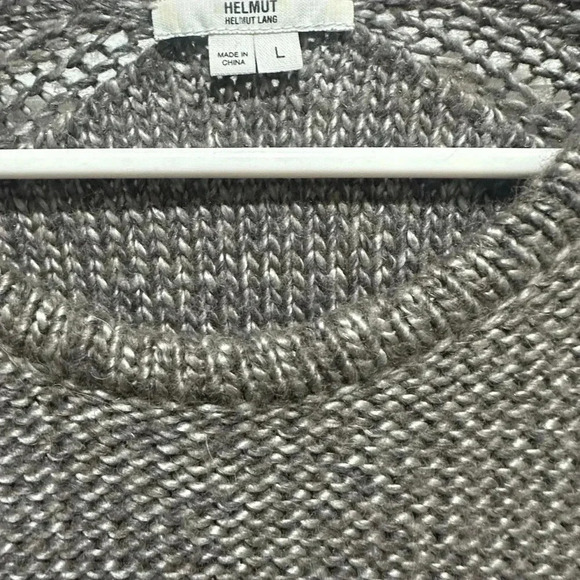 HELMUT LANG wool alpaca blend knit hi low sweater EUC Size Large - Picture 6 of 6